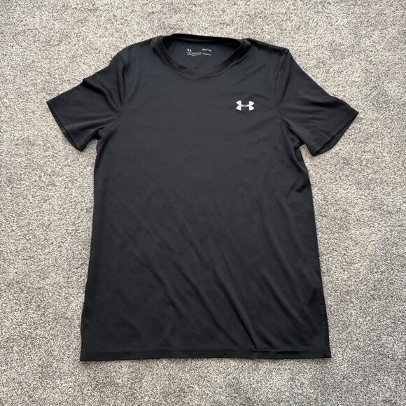 Under Armour Shirt Mens Small Black HeatGear Loose Fit Athletic Performance Tee - Picture 1 of 12